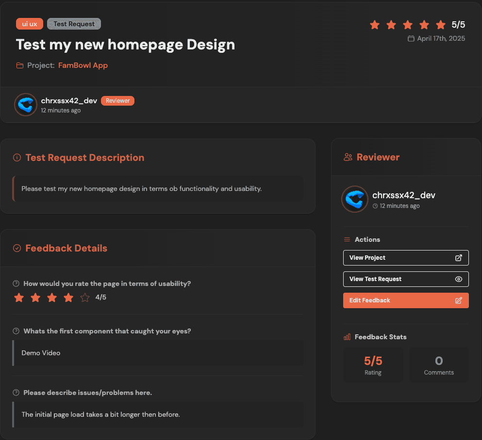 Platform dashboard preview